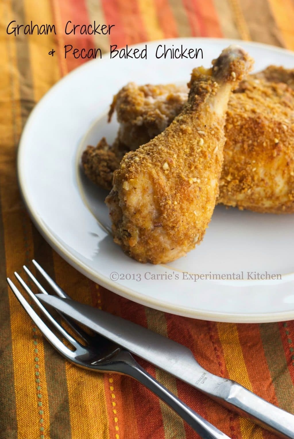 Graham Cracker Pecan Baked Chicken on a plate. 