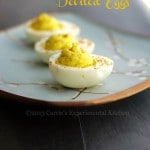 Deviled Eggs made with wasabi and horseradish are sure please those that love heat in their food. Perfect for picnics or game day snacking!