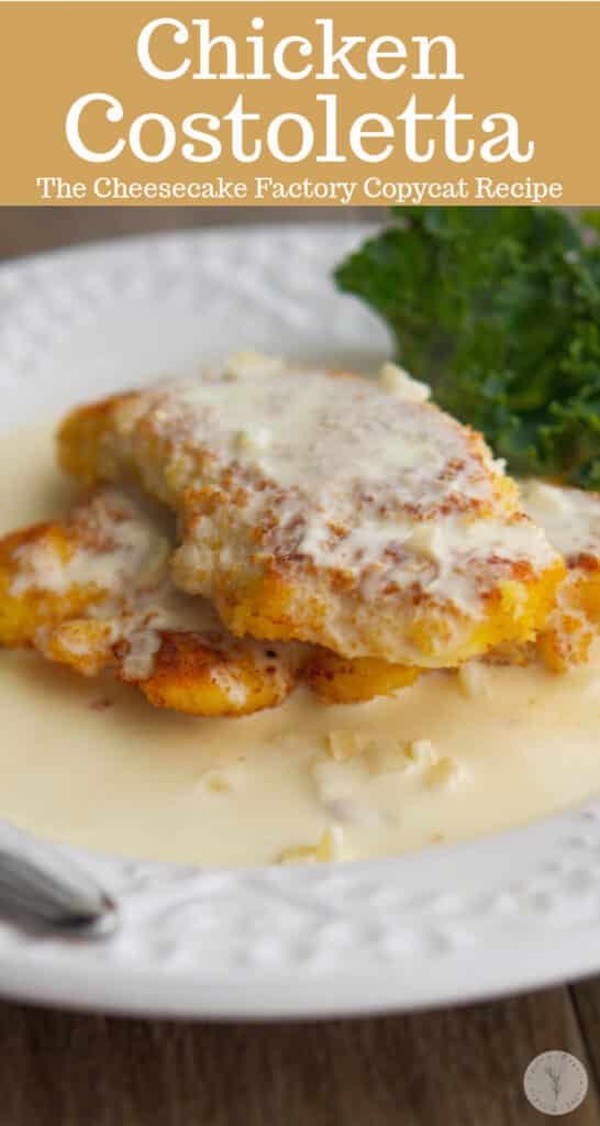 Chicken Costoletta made with boneless chicken breaded in a Panko and lemon crust, fried; then topped with a lemony cream sauce.
