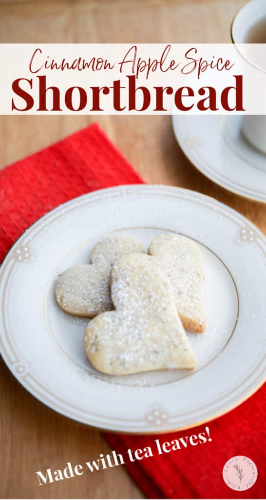 Cinnamon Apple Spice made with four ingredients including tea leaves; which add a Autumn twist to your favorite shortbread cookie.