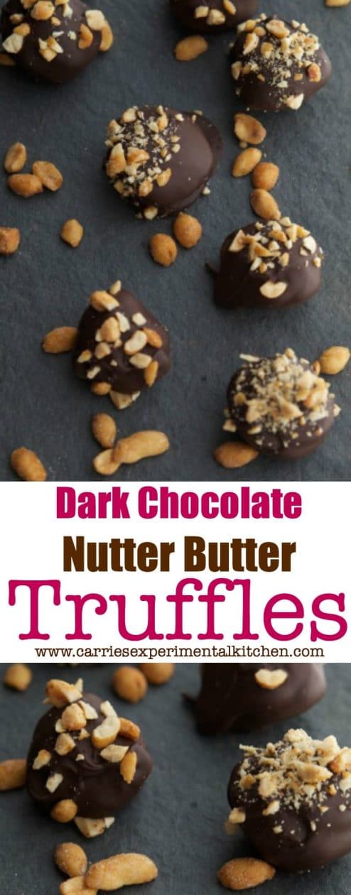 If you're looking for quick and easy peanut butter and chocolate dessert, these Dark Chocolate Nutter Butter Truffles are just the thing. #desserts #chocolate #peanutbutter