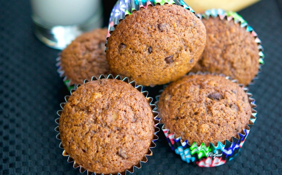 Hazelnut Chocolate Chip Banana Muffins