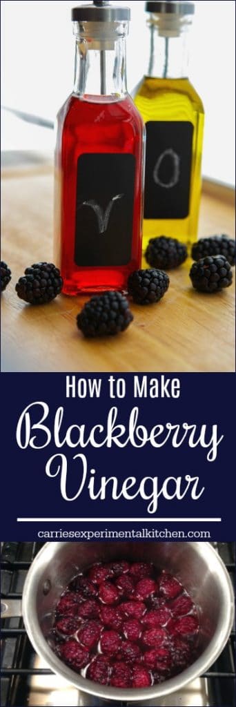 Making your own  fruit flavored vinegar, like this blackberry version, is easy and only requires a few simple ingredients.