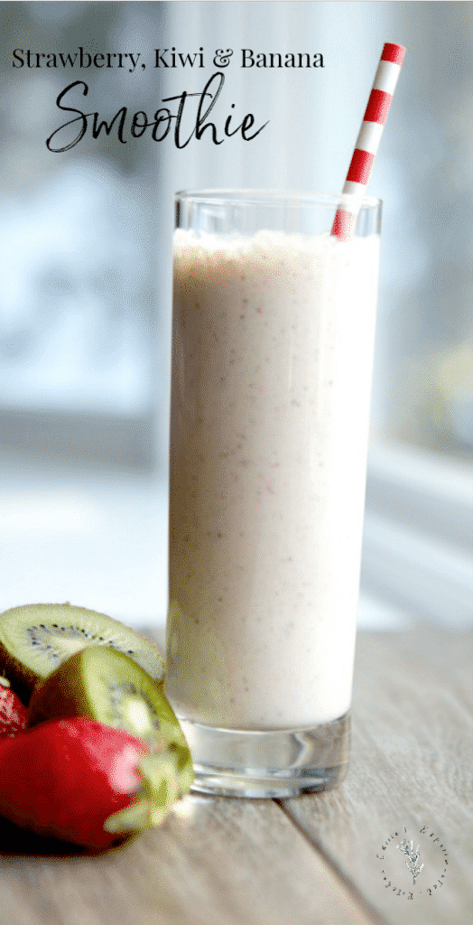 Four ingredients are all you need to make this refreshing Strawberry, Kiwi and Banana Smoothie. It's perfect for breakfast or an afternoon snack.