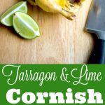  Cornish Hens marinated in a brine of fresh tarragon and lime juice are a healthy, tasty alternative to roasted chicken for those busy weeknights. #cornishhens #chicken