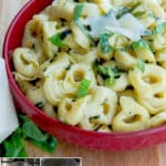 Brown butter adds a wonderful nutty flavor to many dishes like this simple recipe with cheese tortellini, garlic and basil.