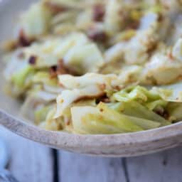 Cabbage with Bacon in a bowl