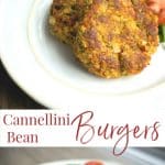  Italian Cannellini Bean Burgers made with oats, spinach, tomatoes, and mushrooms are a deliciously quick and easy weeknight meal.