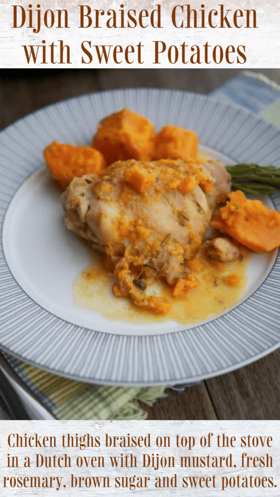 Braised chicken thighs with sweet potatoes. 