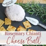 This Rosemary Chianti Cheese Ball made with three types of cheese, Italian Chianti and fresh rosemary makes a tasty appetizer any time of year.