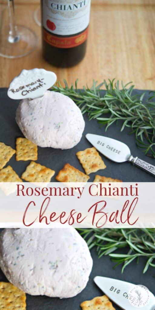 This Rosemary Chianti Cheese Ball made with three types of cheese, Italian Chianti and fresh rosemary makes a tasty appetizer any time of year.