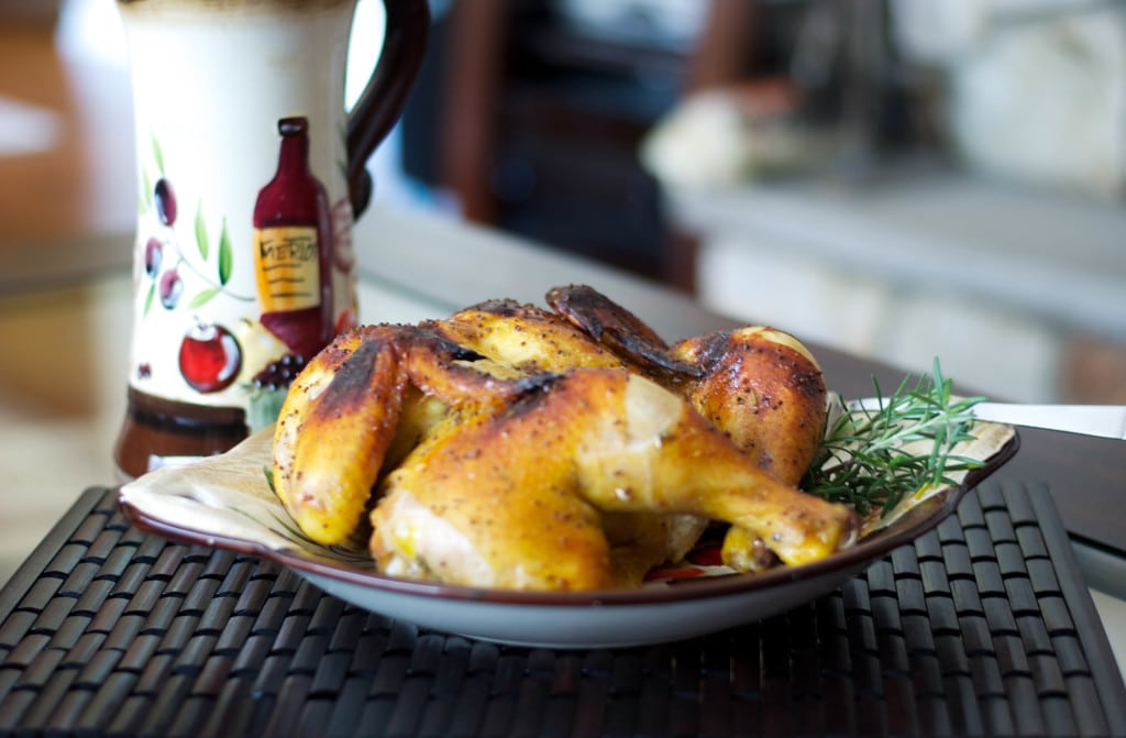 Spatchcocked Honey Mustard Roasted Chicken