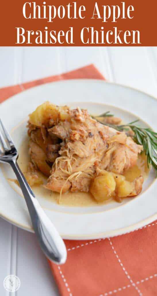 This Chipotle Apple Braised Chicken made with apple cider, apples and chipotle seasoning has the perfect flavor combination of sweet and smokey.