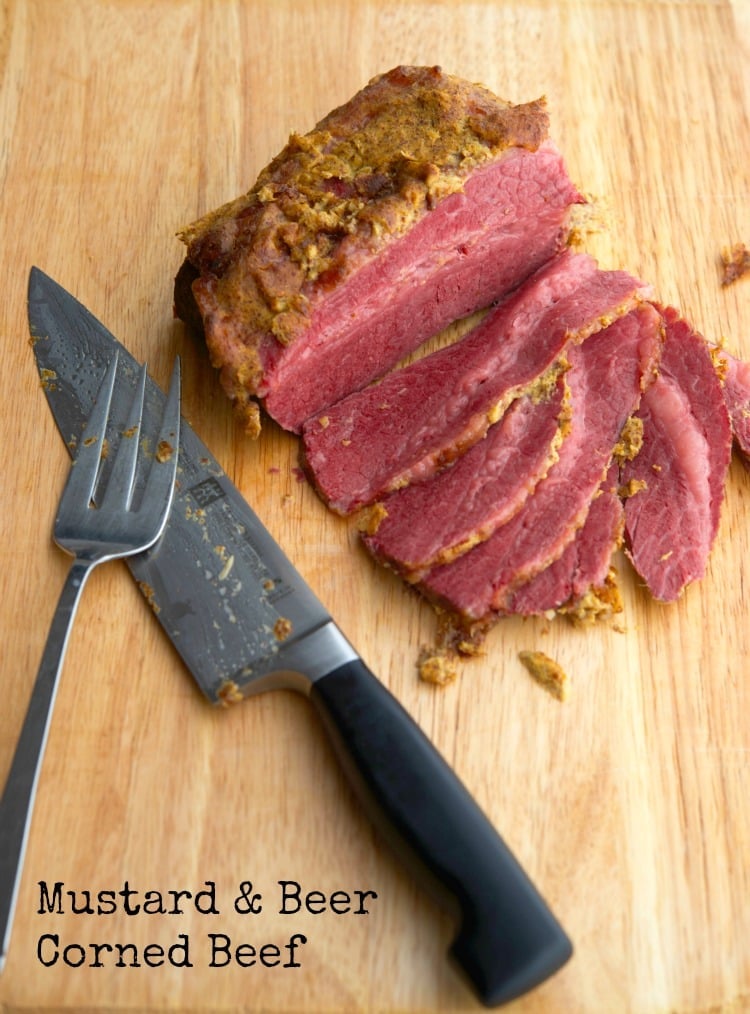 Corned Beef slowly simmered in beer; then baked with a mustard horseradish crust. 