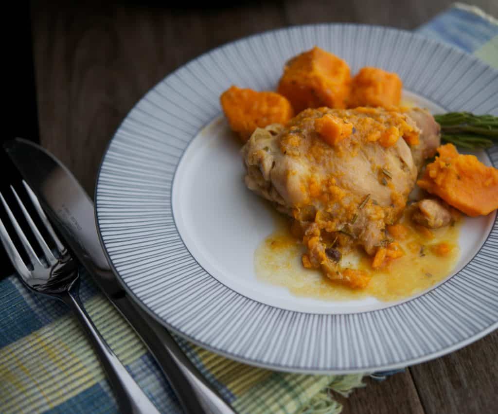 Dijon Braised Chicken with Sweet Potatoes