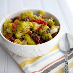 A bowl of broccoflower salad