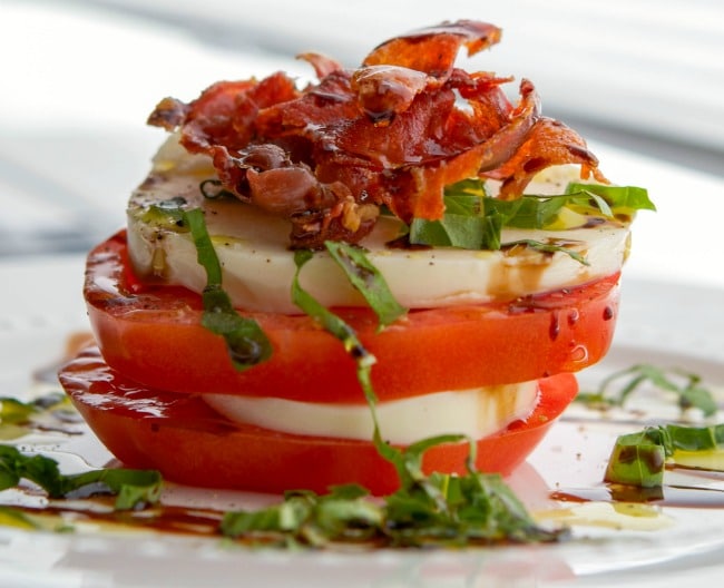 Caprese Stacks with Pan Seared Prosciutto