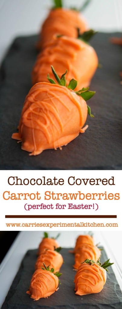 Have some fun in the kitchen with the kids this year by making these festive Chocolate Covered Carrot Strawberries. 