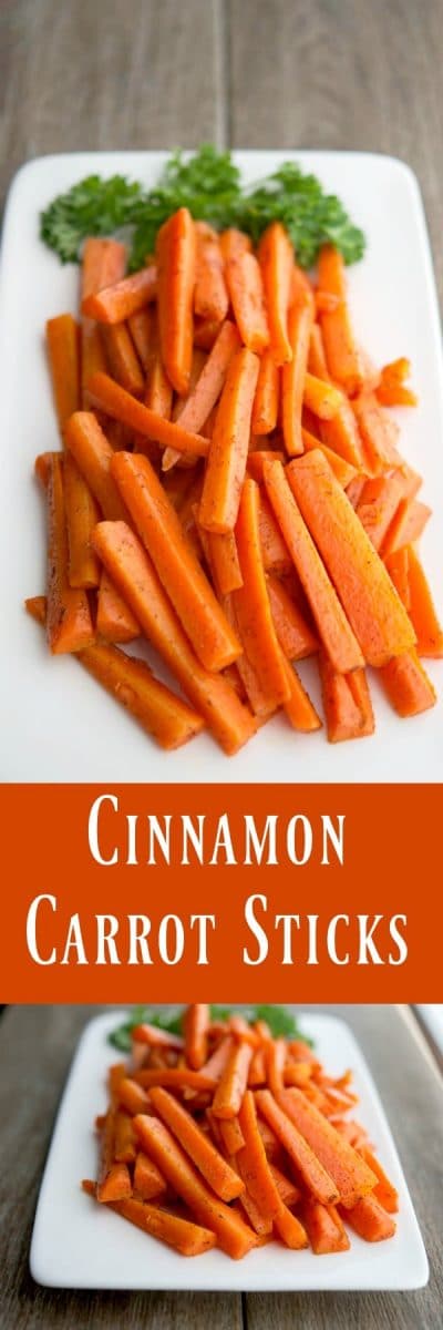 Add these flavorful Cinnamon Carrot Sticks to your weeknight vegetable side dish rotation. They're super easy and delicious!