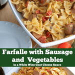 Farfalle pasta with Italian sausage and vegetables