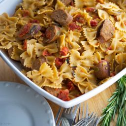 Farfalle with Italian Sausage in a White Wine Goat Cheese Sauce