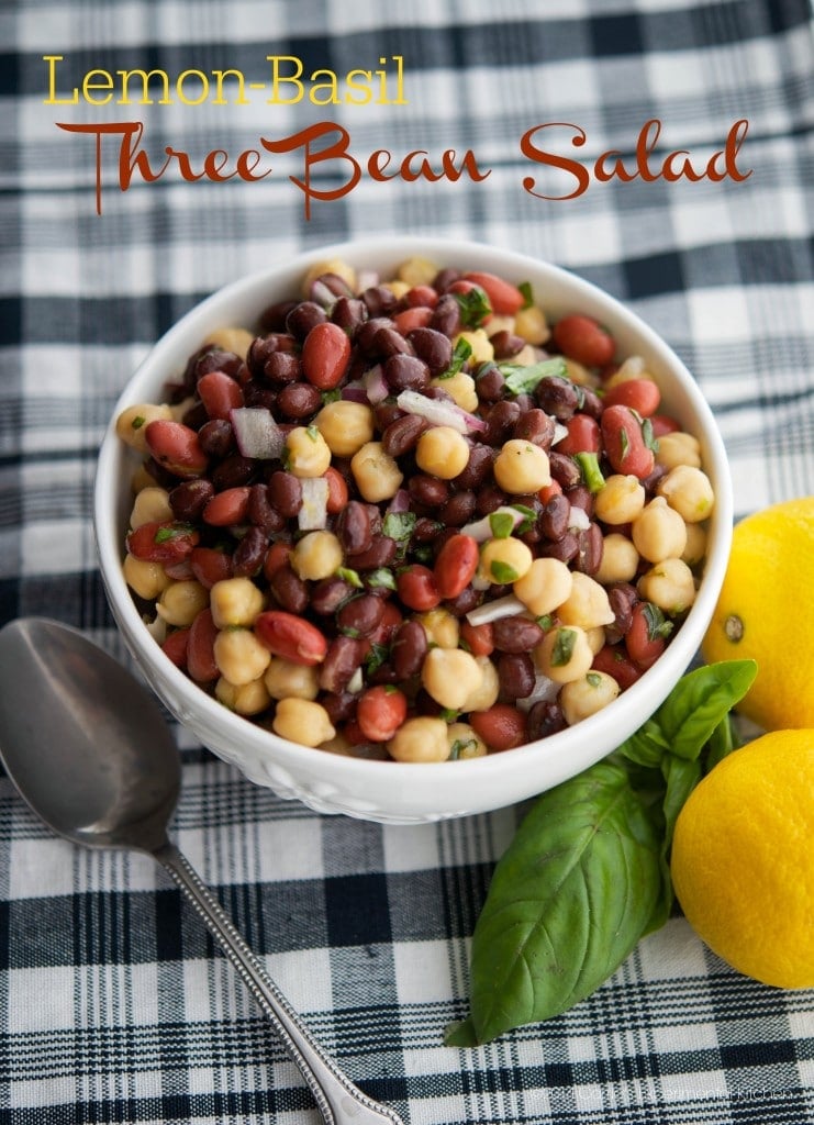 A bowl of Lemon-Basil Three Bean Salad