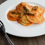 Ravioli with Asparagus in a Pink Cream Sauce