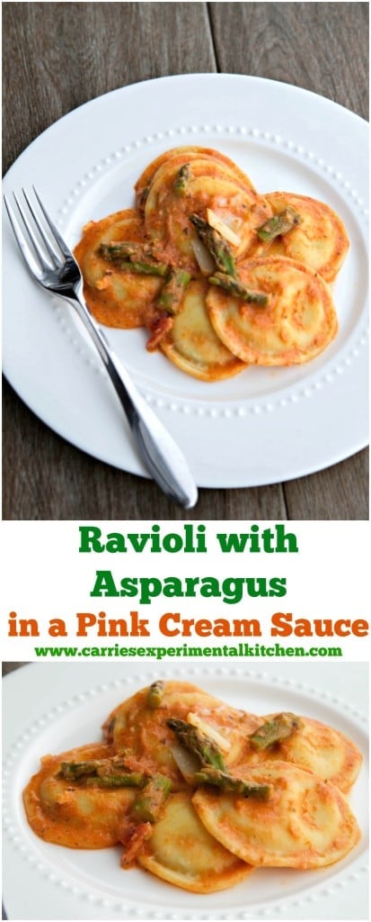 Ravioli with Asparagus in a Pink Cream Sauce 