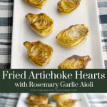 collage photo of fried artichoke hearts