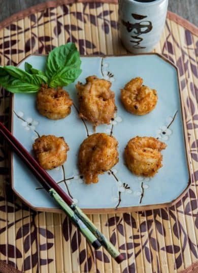  Shrimp lightly seasoned with McCormick's Tomato Basil Seasoning Mix, dipped in a tempura style batter; then fried until golden brown.