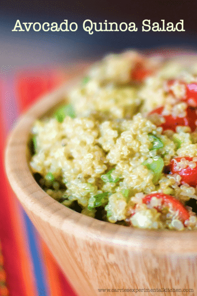 Healthy quinoa tos This healthy quinoa salad tossed with fresh avocado and tomatoes in a lime vinaigrette is light and delicious.