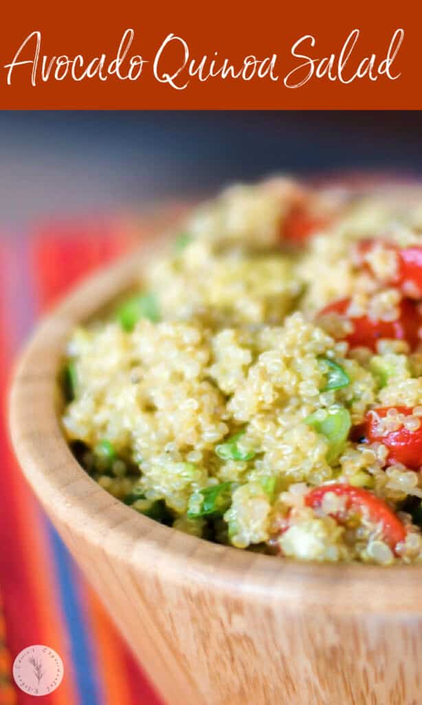 This healthy quinoa salad tossed with fresh avocado, garlic and tomatoes in a lime vinaigrette is light and deliciously filling.