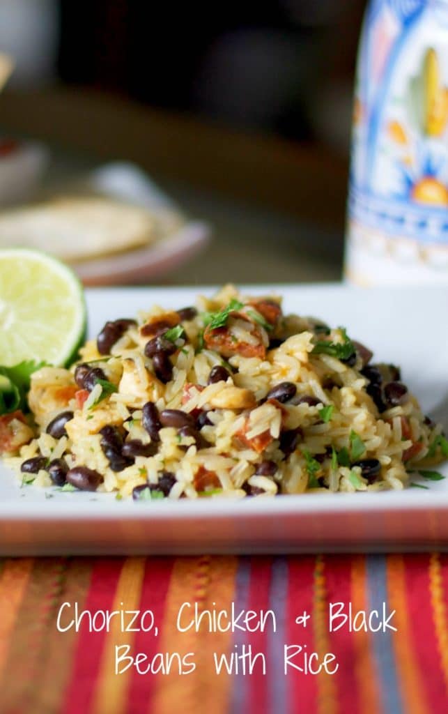 Spanish chorizo, boneless chicken, black beans and Jasmine rice combine with zesty lime and cilantro in this deliciously easy one pot meal. 