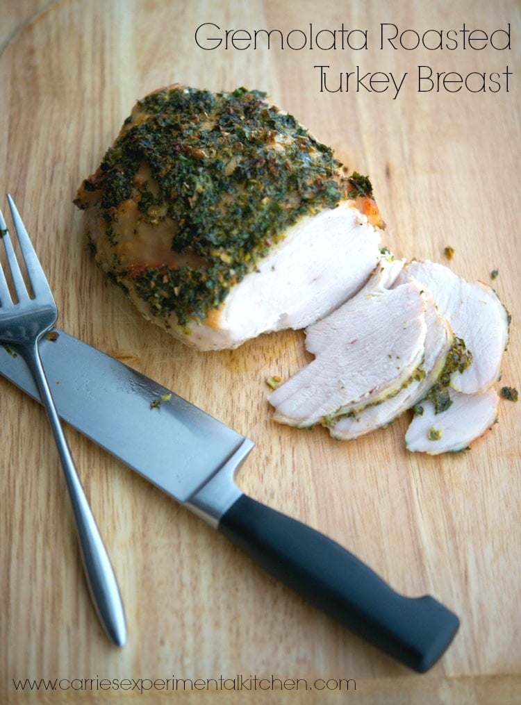 A close up of Gremolata Roasted Turkey Breast