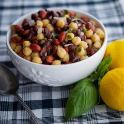 close up of Lemon-Basil Three Bean Salad