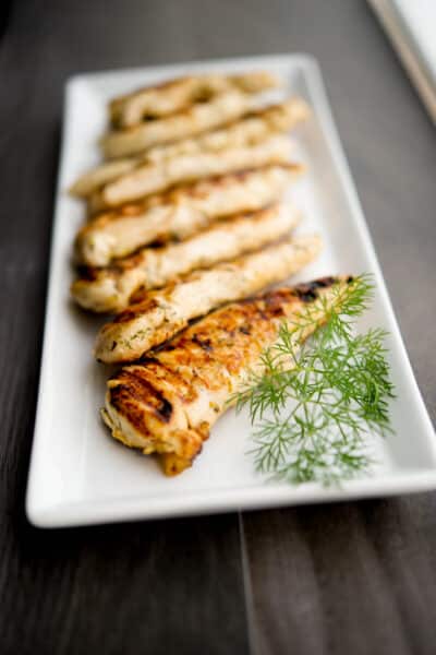 Lemon Dill Grilled Chicken is marinated in a brine of fresh lemon juice and dill weed; then grilled until juicy and delicious.