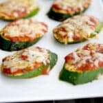 Turn your garden fresh zucchini into a healthy after school or game day snack with these Zucchini Pizzas. The kids will love them.