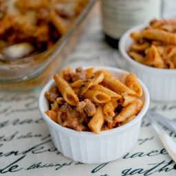 Baked Penne with Sausage & Mushroom Bolognese