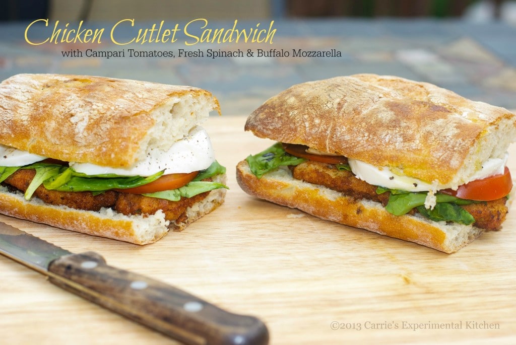 Chicken Cutlet Sandwich with Spinach, Tomatoes & Mozzarella