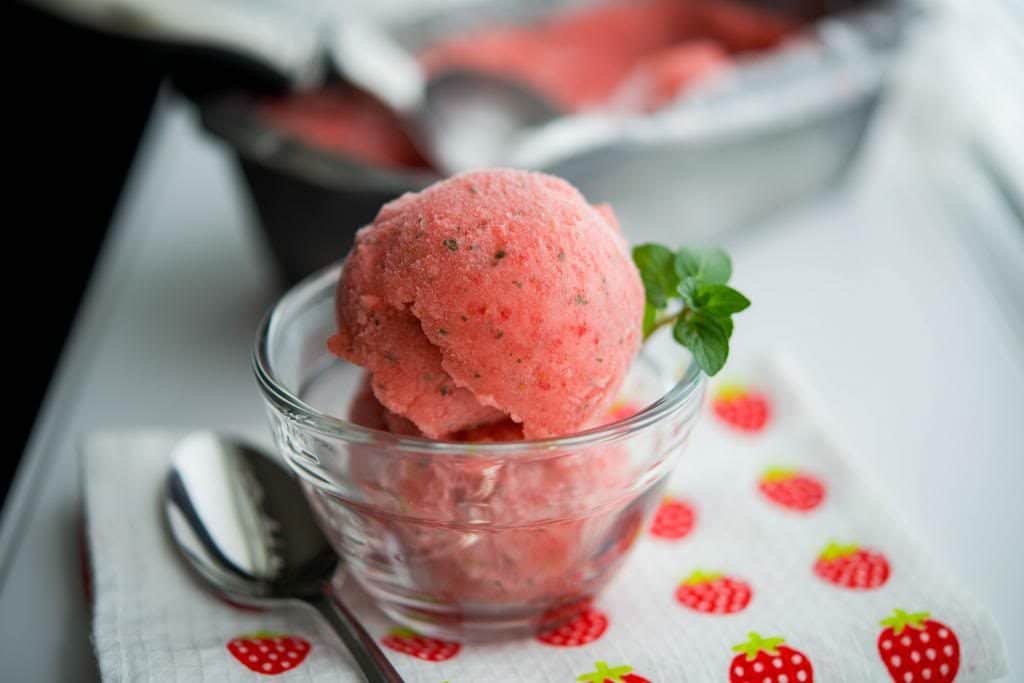 Strawberry Chocolate Mint Sorbet