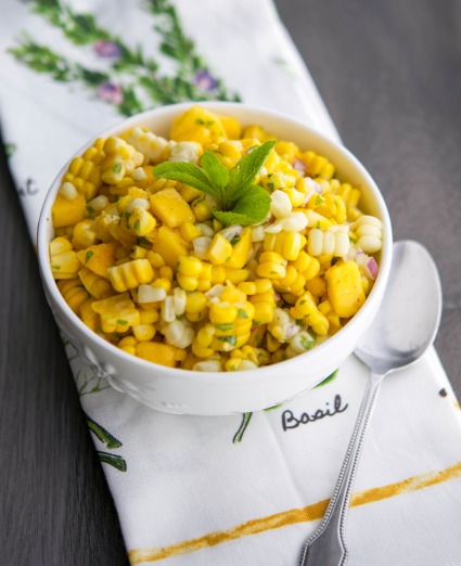 A bowl of Tropical Corn Salad