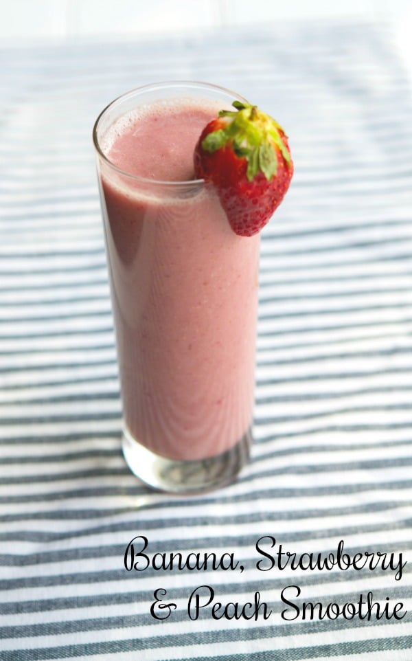 Banana, Strawberry and Peach Smoothie in a glass