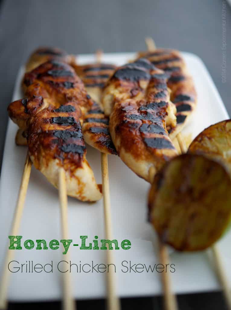 Honey-Lime Grilled Chicken Skewers These three ingredient Honey-Lime Grilled Chicken Skewers are perfect for a quick weeknight meal.