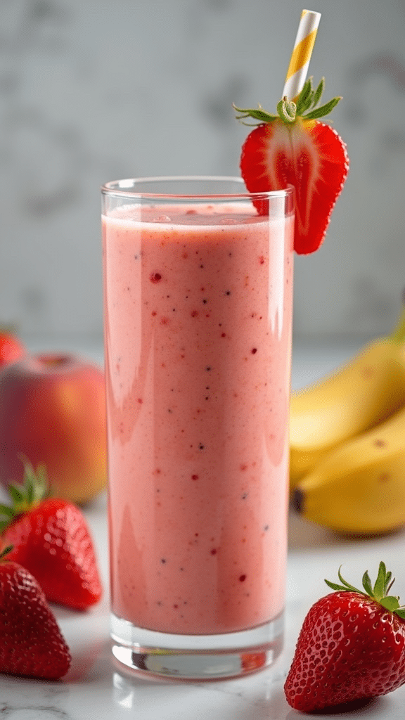 pink colored smoothie in a glass