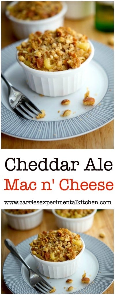 A creamy, grown up twist to classic mac n' cheese using cheddar, ale and a sourdough pretzel buttery crumb topping.