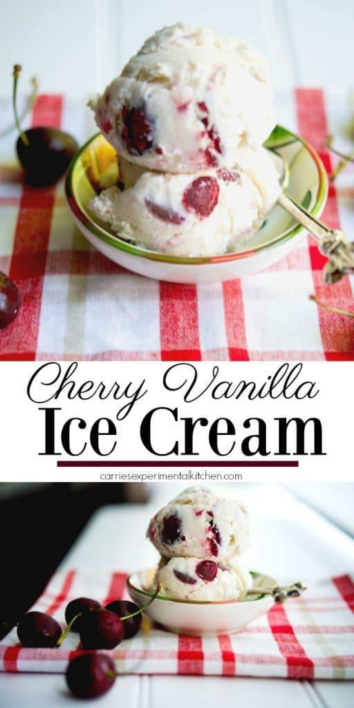 This homemade Cherry Vanilla Ice Cream made with fresh cherries, Madagascar vanilla, heavy cream, milk and sugar is super creamy and refreshing.