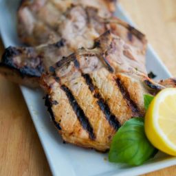 A plate of lemon basil grilled pork chops