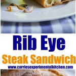 Tender beef rib eye steak sliced thin; then topped with sautéed mushrooms, onions and melted cheese on toasted Ciabatta rolls .