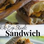 Tender beef rib eye steak sliced thin; then topped with sautéed mushrooms, onions and melted cheese on toasted Ciabatta rolls. 