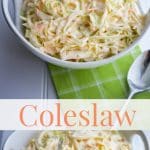 This Homemade Coleslaw made with cabbage, carrots and a creamy mayonnaise based dressing is easy to make and a must have for any get together. 